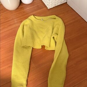 Yellow/ green REDONE Cropped Knit Sweater